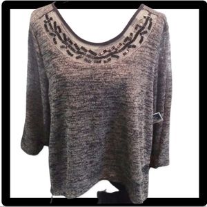 NWT GREY SWEATER WITH EMBELLISHMENTS